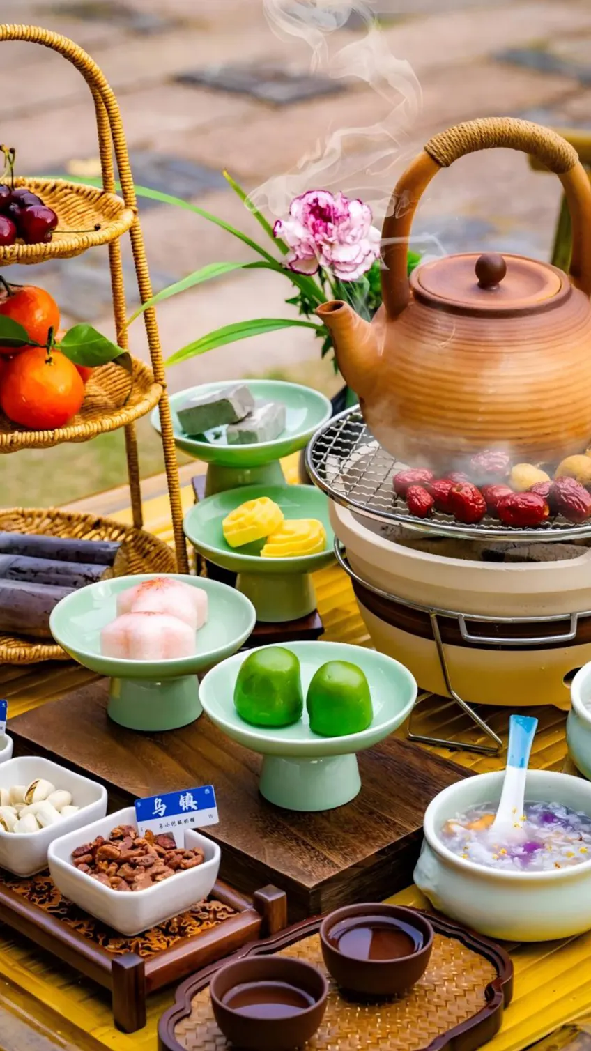 蘑菇屋小院围炉煮茶与果点茶具