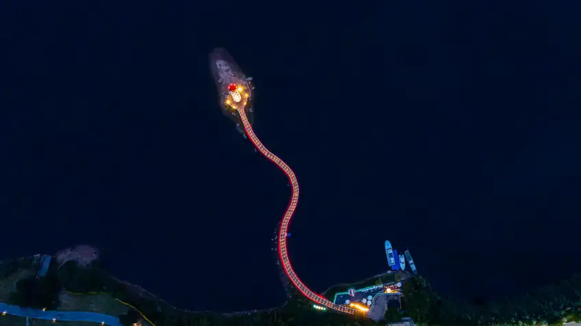 千岛湖洲际灯塔夜景红色浮桥实景