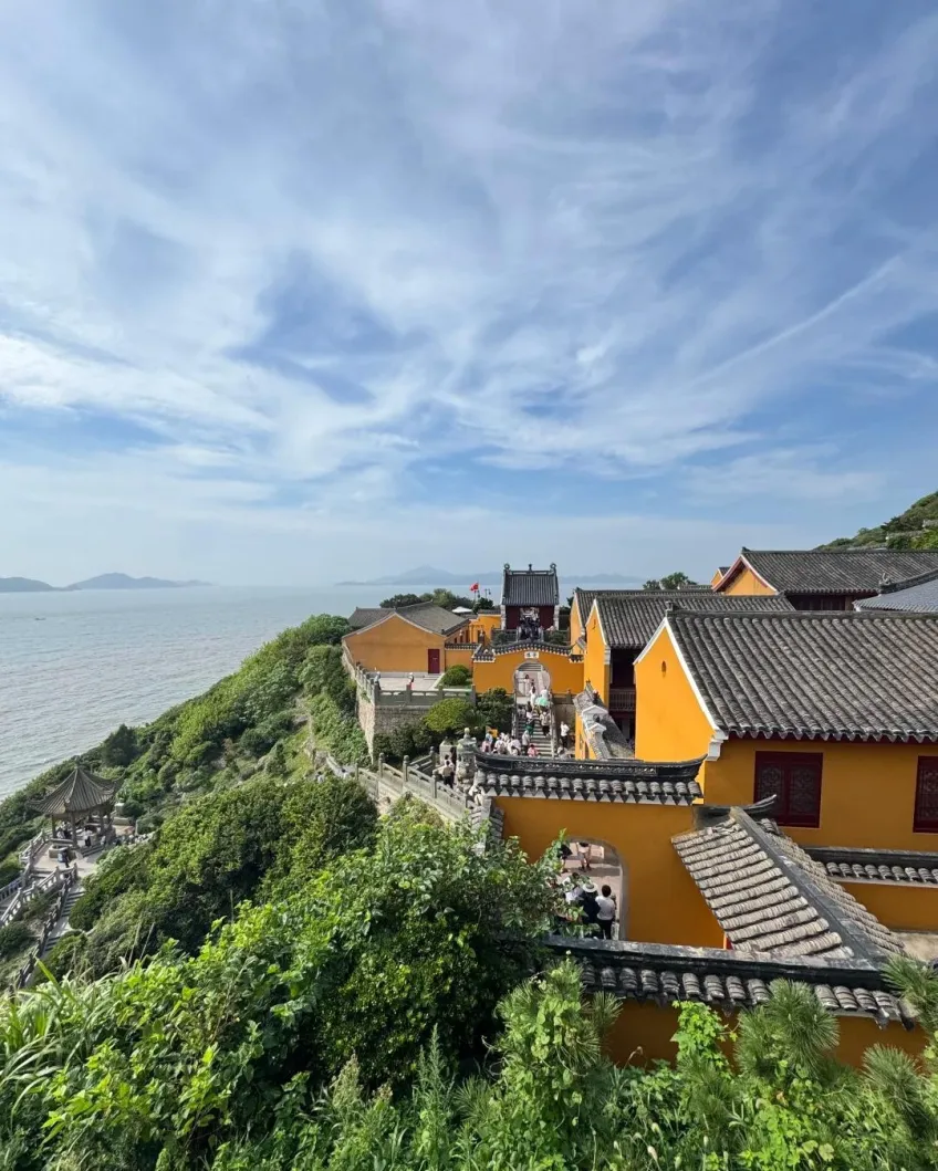 普陀山海岸线山海相依全景俯瞰