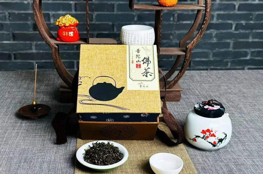 普陀佛茶干茶叶特写