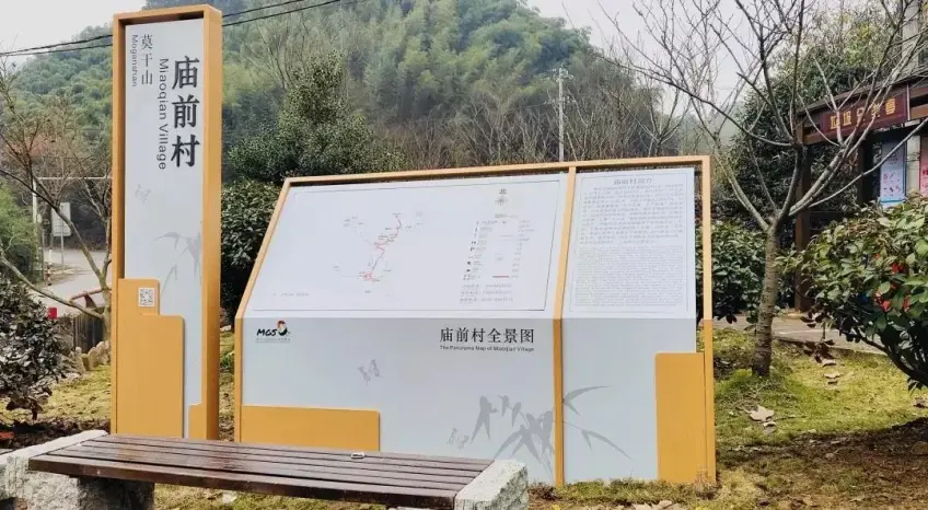 莫干山廟前村全景圖導覽牌