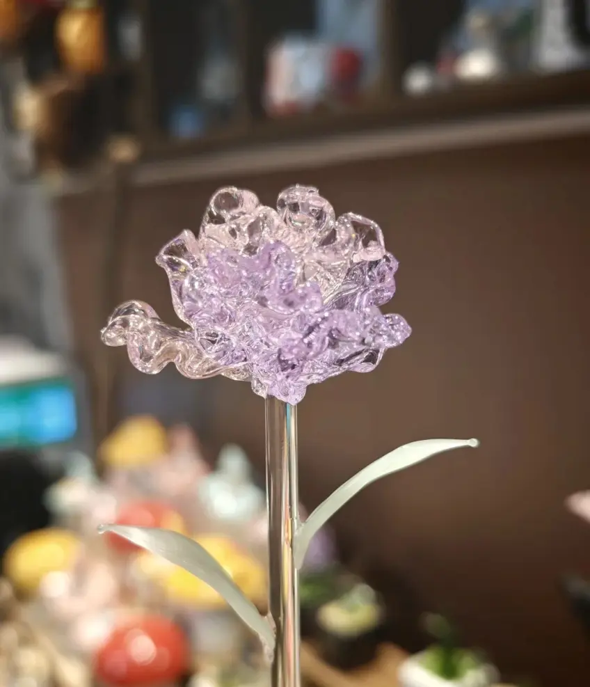 燒玻璃手工花卉豎向示意