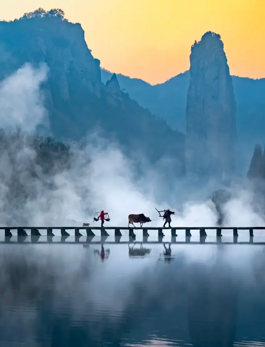 竖向示意：丽水缙云山峦田野远景