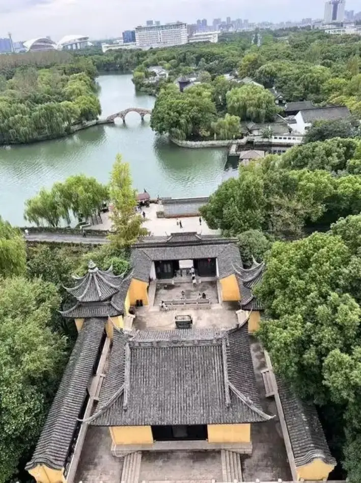 嘉兴南湖烟雨楼景区俯视