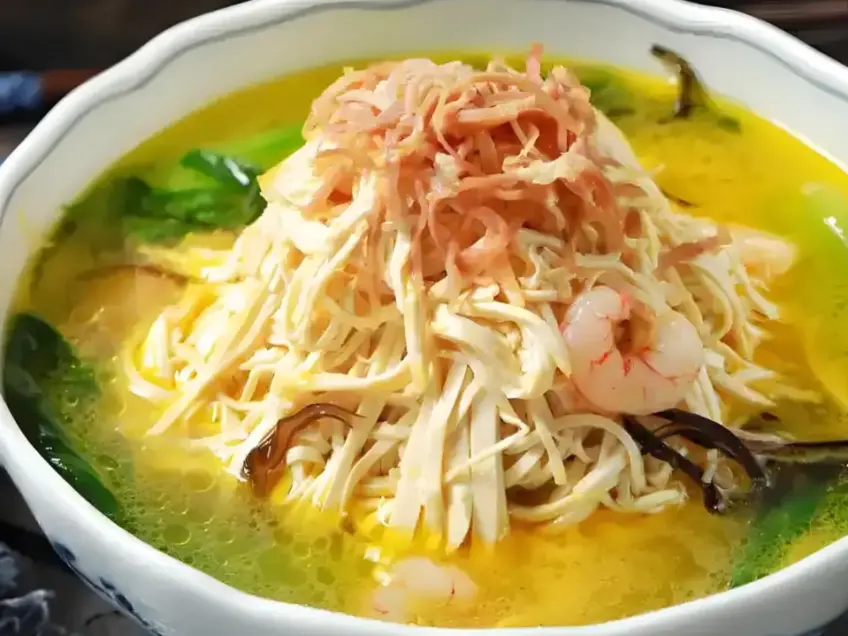 白碗大煮干丝顶铺火腿丝虾仁