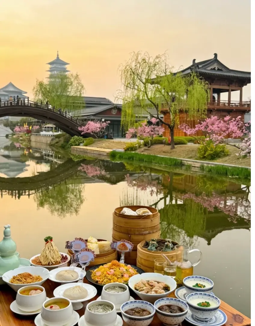 扬州美食园林茶席示意