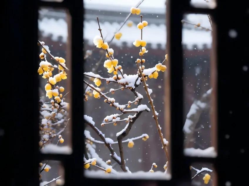 苏州园林雪景白墙黛瓦