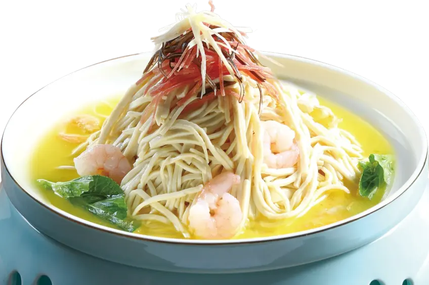 干丝配虾仁火腿丝满碗