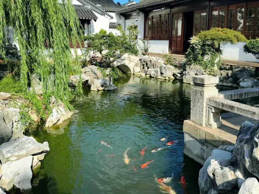 苏州小众园林曲廊花窗景