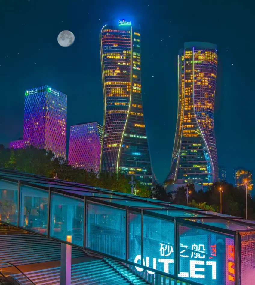 钱江新城来福士双塔砂之船夜景