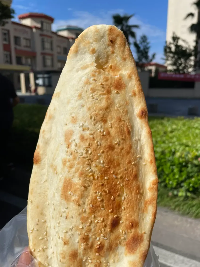 手持芝麻大饼户外街拍竖图
