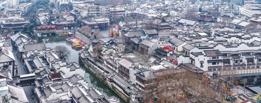 江南古镇河埠石阶街景横幅
