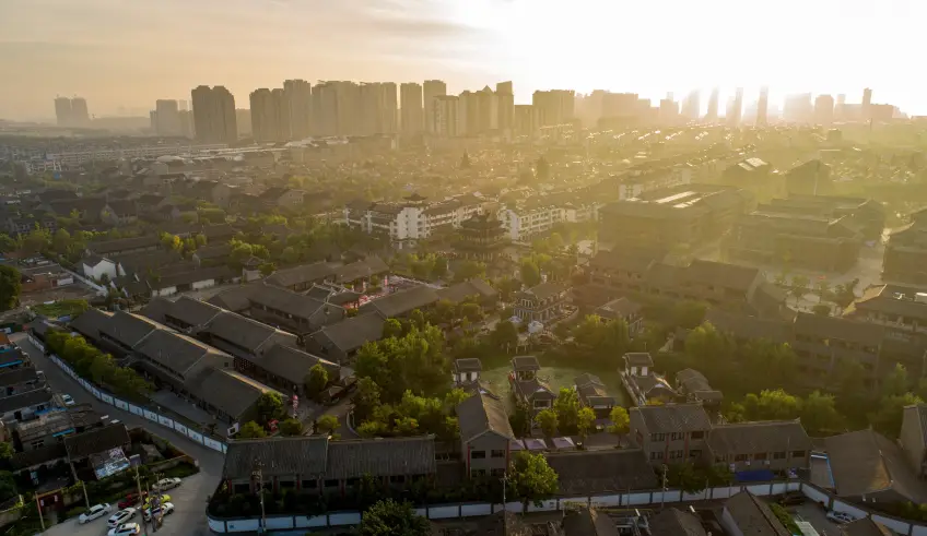 河下古鎮青石板街巷全景