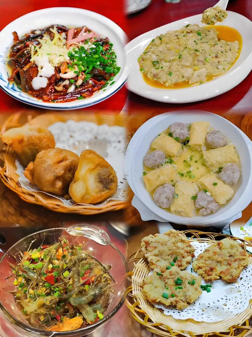 湖州本地小吃菜餚六宮格拼版