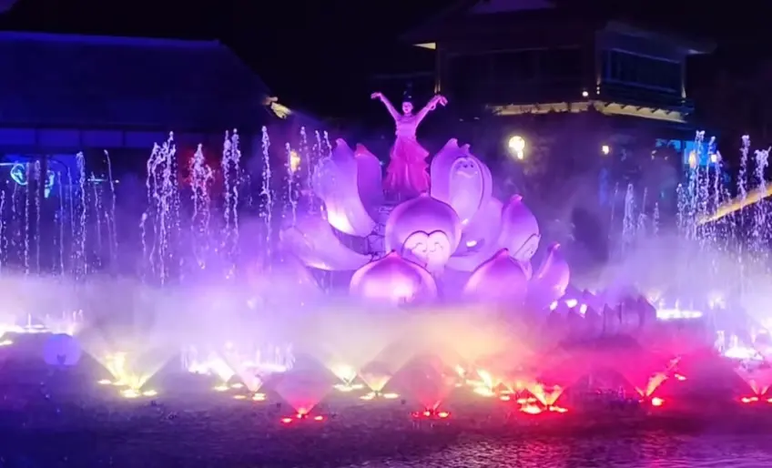 無錫拈花灣夜場蓮花臺噴泉舞蹈表演