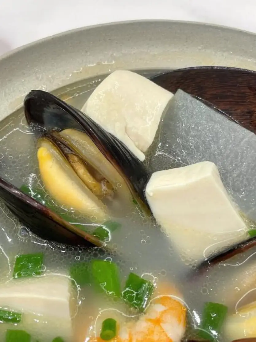 貽貝豆腐湯木勺