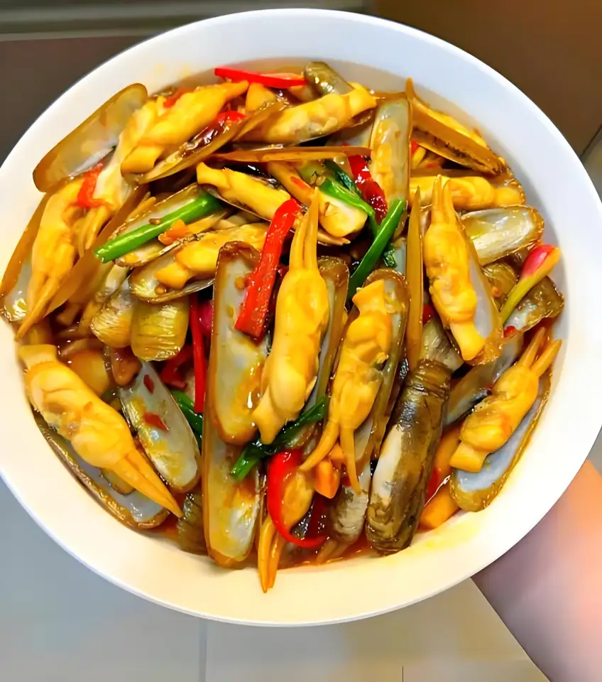 姜蔥炒蟶子特寫