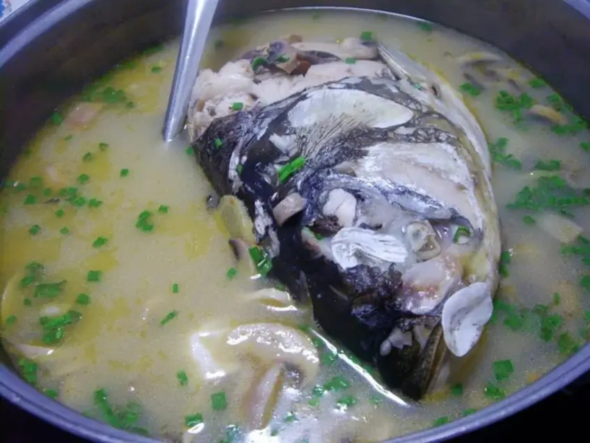 鑑湖魚頭奶白湯碗特寫