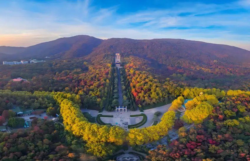南京鍾山風景區中山陵秋季航拍