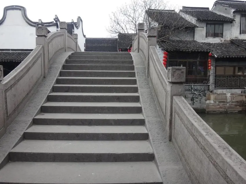 西塘石橋臺階與白牆馬頭橫圖