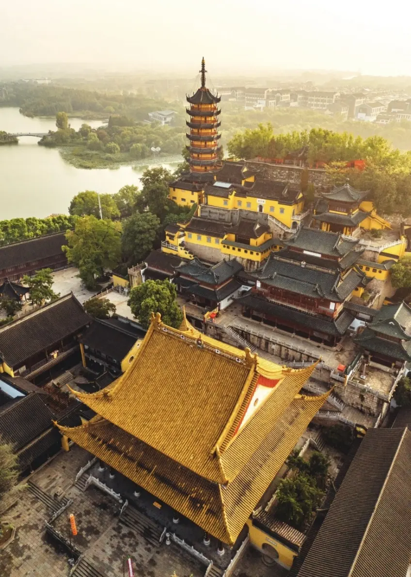 金山寺黃牆慈壽塔航拍示意