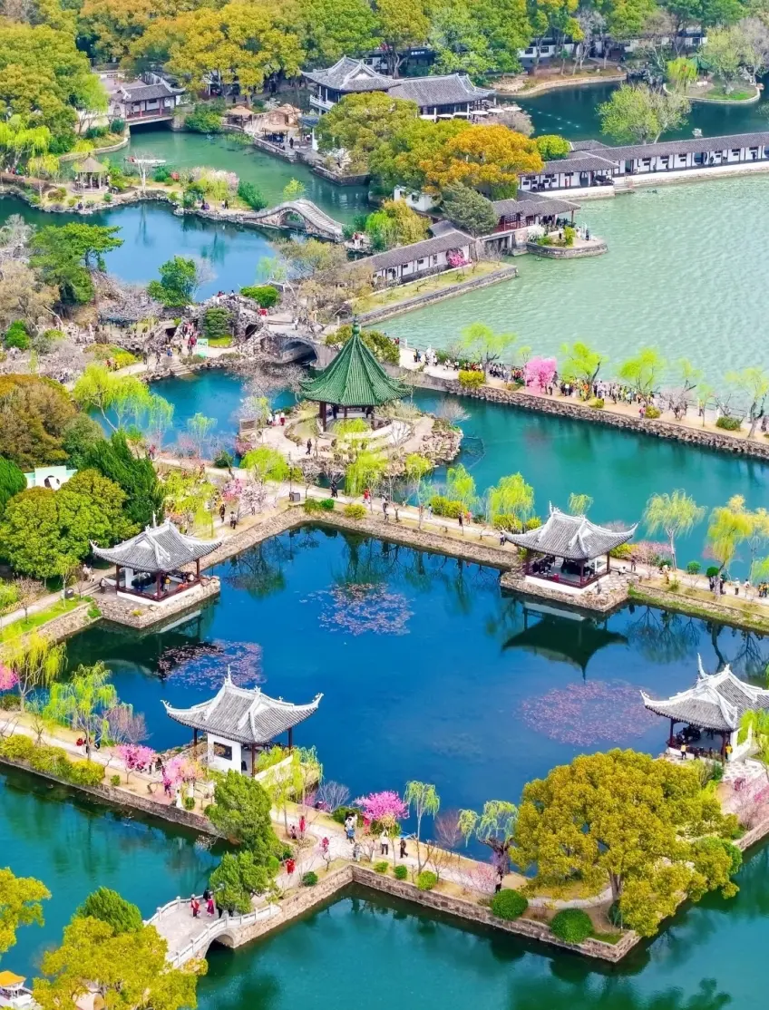 蠡園水院亭橋俯瞰全景