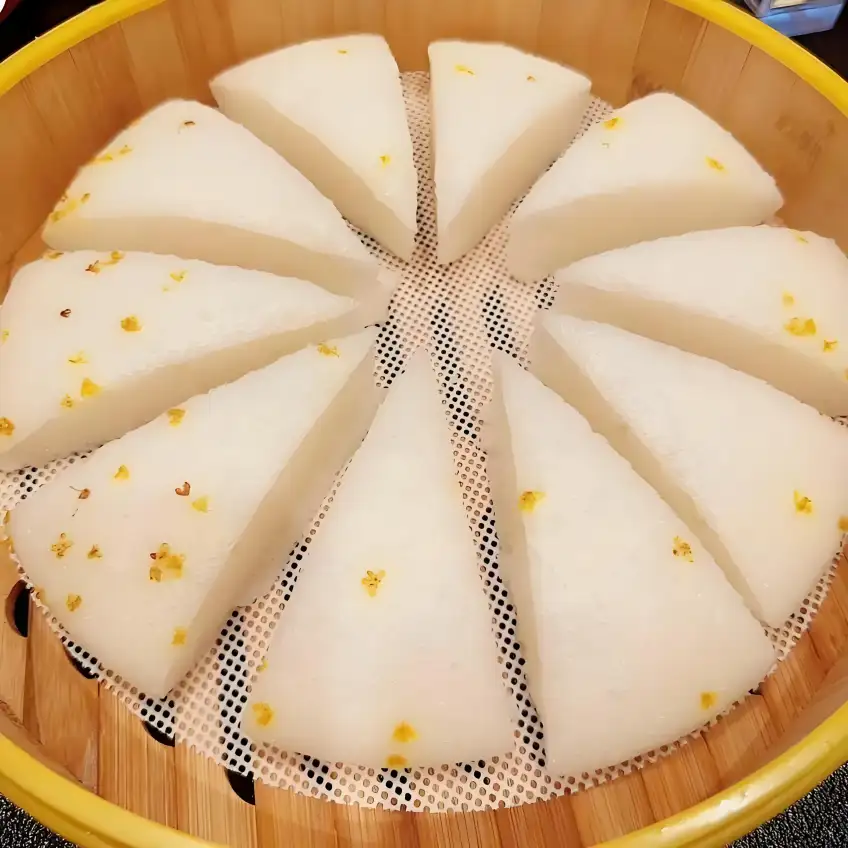 竹籠桂花糕三角塊近景