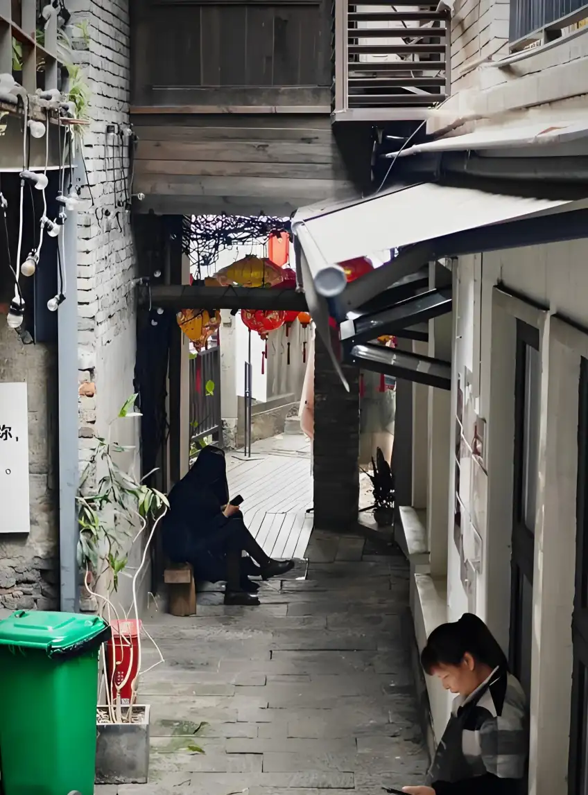 湖嘴老巷青石板窄巷豎圖