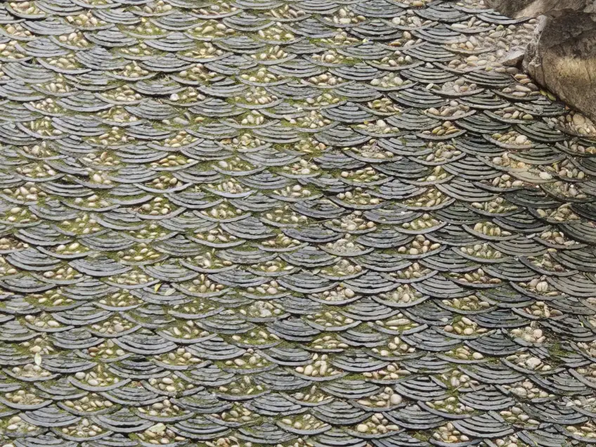 桴海軒前瓦片卵石魚鱗紋鋪地